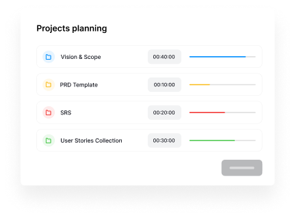 Projects planning screen