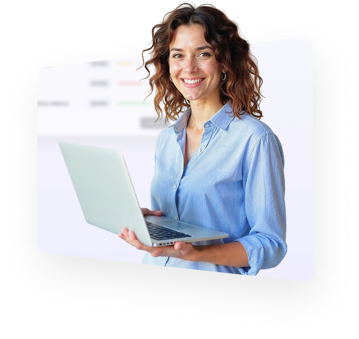 Smiling woman with laptop